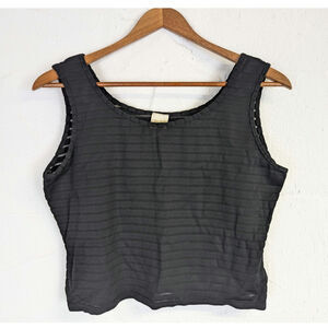Vtg Cache Crop Top Semi Sheer Black Stripes 1990 Retro Indie Grunge Medium